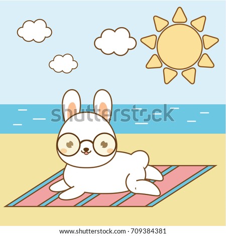 Cute Kawaii Rabbit Bunny Hare Character Stock Vector 537981070