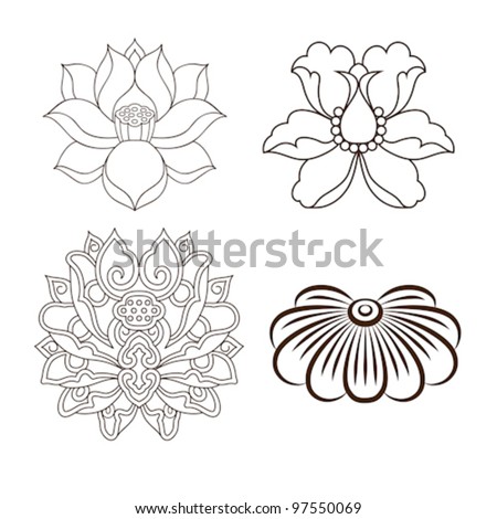 chinese virtual po-phase flowers: lotus,Paeonia suffruticosa, chrysanthemum composition