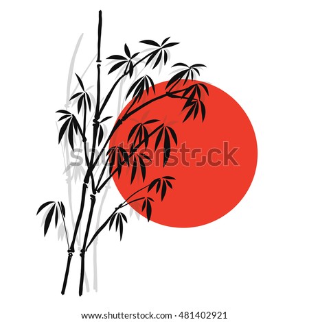 Ikebana Composition Japanese Red Sun Ideogram Stock Vector 35696290 ...