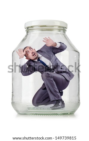 Young Businessman Trapped Glass Jar Stock Photo 99779219 - Shutterstock