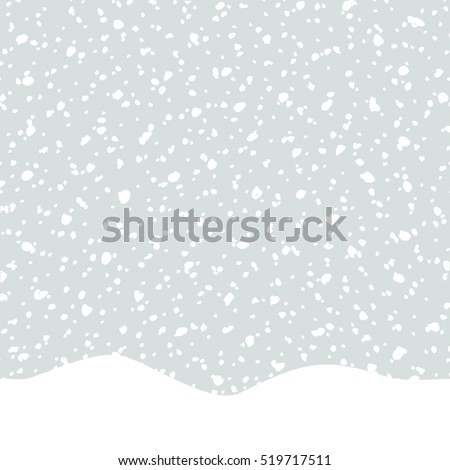 Seamless repeat pattern with falling snow in white and light gray. Winter textile, wall art, wrapping paper, wallpaper design.