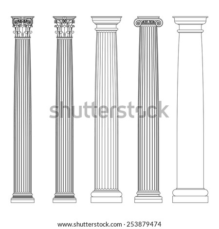 Set Doric Ionic Corinthian Columns Classic Stock Vector 253879474 ...