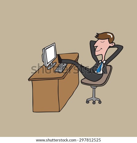 Feet Up On Desk Stock Illustrations & Cartoons | Shutterstock