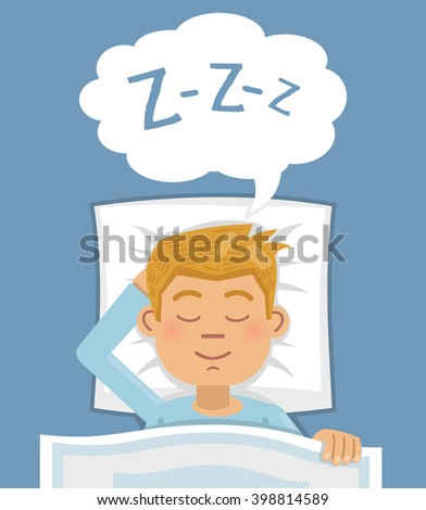 Illustration Man Sleeping Bed Sleeping Man Stock Vector 398814586 ...