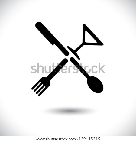 Abstract icons of spoon,knife,fork & glass- vector graphic. This ...