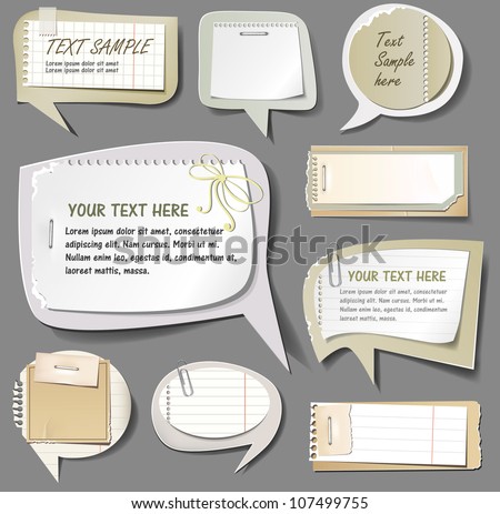 Vector illustration of retro paper bubbles speech
