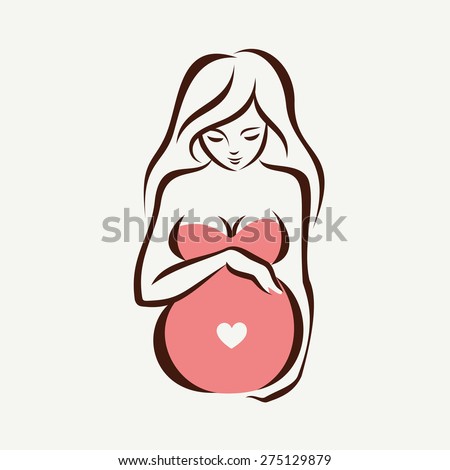 pregnant woman symbol, stylized vector sketch