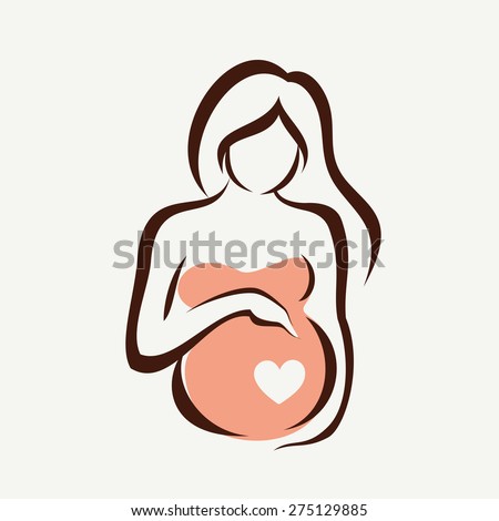 pregnant woman symbol, stylized vector sketch