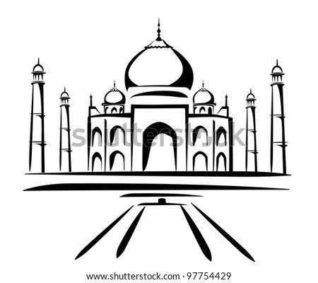 Sketch Taj Mahal Golden Brush Stock Vector 96700507 - Shutterstock