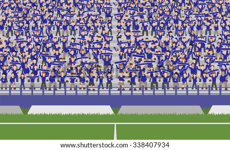 Soccer Field Crowd Blue Team Cheering Stock Vector 338407934 - Shutterstock