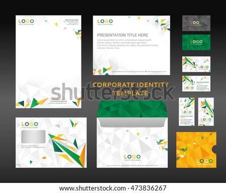 corporate identity kit lowpoly style letter stock vector (royalty corporate identity kit lowpoly style letter stock vector (royalty, Low Poly Business Presentation Template, Presentation templates