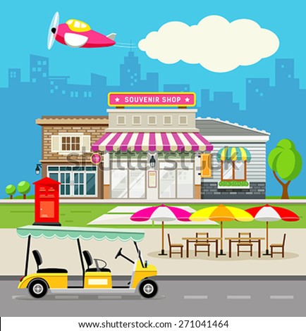 Souvenir Shop Design Background Vector Illustrations Stock ...