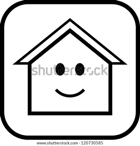 happy vector home Icon Illustration On Smile White Stock Home Background