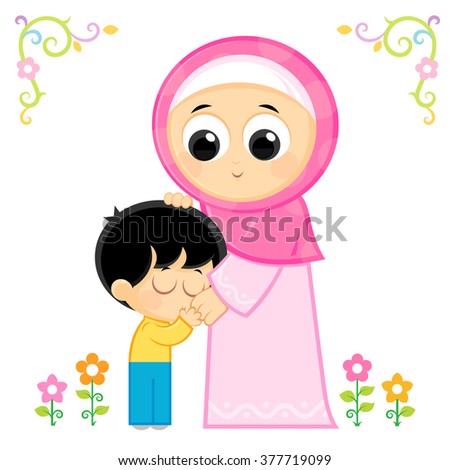 Happy Mothers Day , child kissing his mother's hand