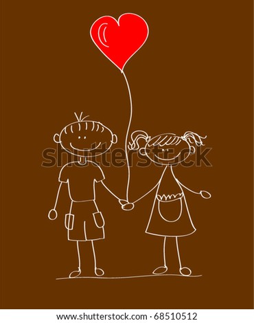 Cartoon Silhouette Small Boy Girl Children Stock Vector 154608683 ...