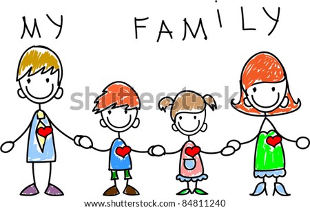 Doodle Members Large Families Stock Vector 86802631 - Shutterstock