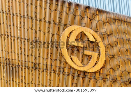 CIRCA JULY 2015 - HONG KONG: the logo of the brand "Gucci", Hong Kong.