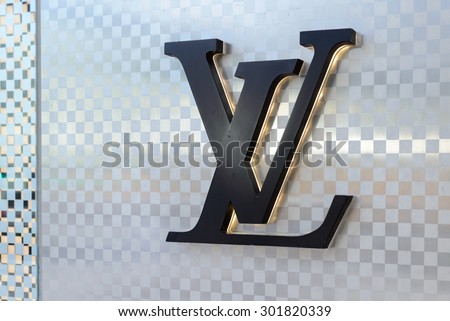 JULY 2015 - HONG KONG: the logo of the brand Louis Vuitton, Hong Kong.