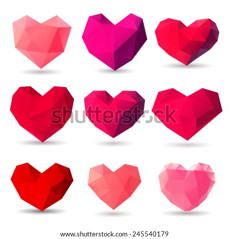 Set of heart gem symbols for Valentines Day