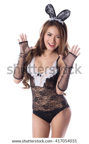 Asian bunny girl uniforms Homemade facial shots