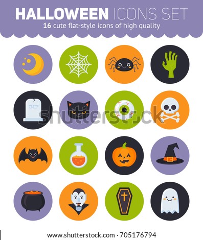 flat halloween icons with creepy symbols for infographics cards kids and web design - Halloween Symbols For Kids flat halloween icons with creepy symbols for infographics cards kids and web design - Halloween Symbols For Kids