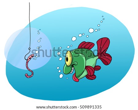 Fisherman Fishing Rod Sitting On Fish Stock Illustration 93849658 ...