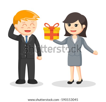 Cartoon Boy Giving Girl Gift Box Stock Vector 353039429 - Shutterstock