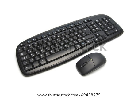 Computer keyboard and mouse isolated on white