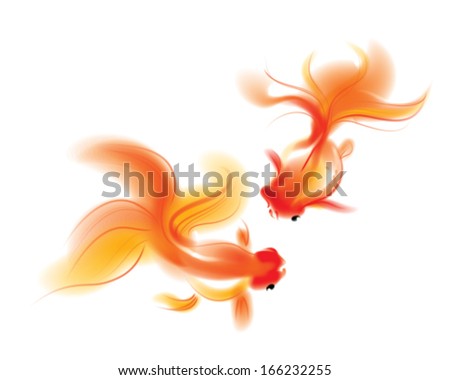 Watercolor asian goldfish