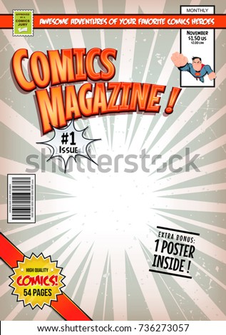 Comic Book Cover Template illustration Cartoon Editable Stock Vector ...