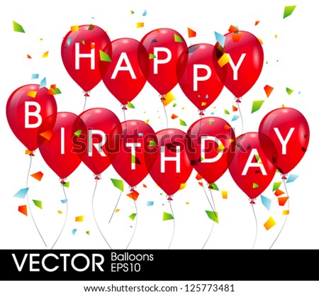 Red birthday balloons - stock vector