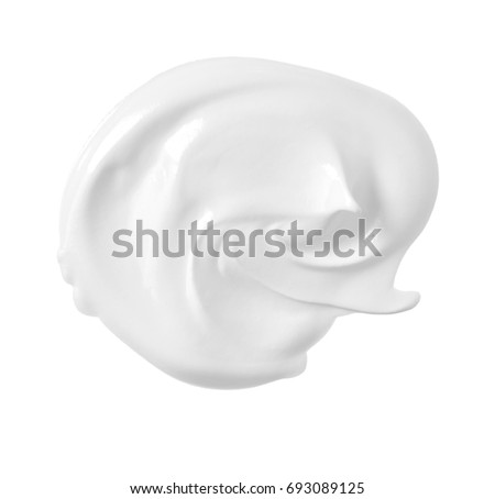Cosmetic cream or yogurt on white background