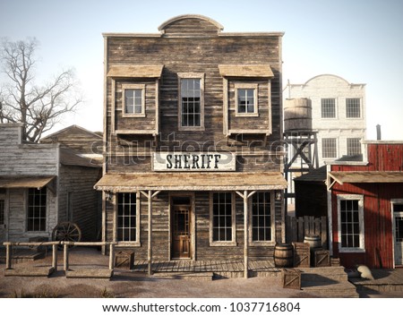 Rustic Western Town Sheriffs Office 3 D Stock Illustration 1037716804 ...