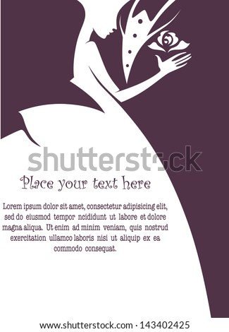 bride and groom, wedding card in elegant style