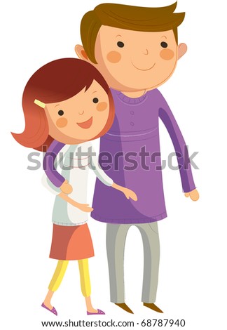 Cartoon Happy Family Father Mother Sister Stock Illustration 144428101 ...