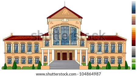 Cartoon City Hall Series Cartoon Buildings Stock Vector 104864987