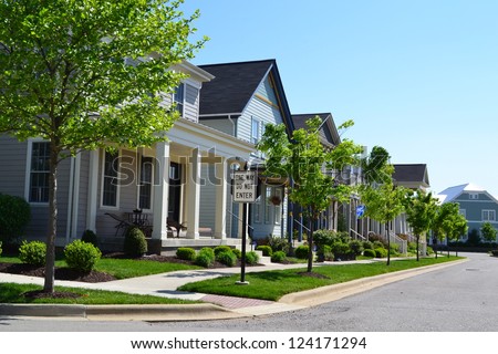 Suburban Neighborhood New  England Style American  Stock 