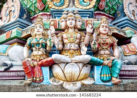 Statues of hindu deities in ancient Kapaleeshwarar Temple, Chennai, Tamil Nadu, India