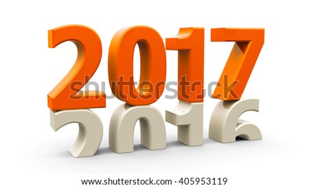 2016-2017 change represents the new year 2017, three-dimensional rendering, 3D illustration