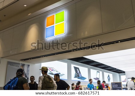 Las Vegas - Circa July 2017: Microsoft Retail Technology Store. Microsoft develops and manufactures Windows and Surface software VIII