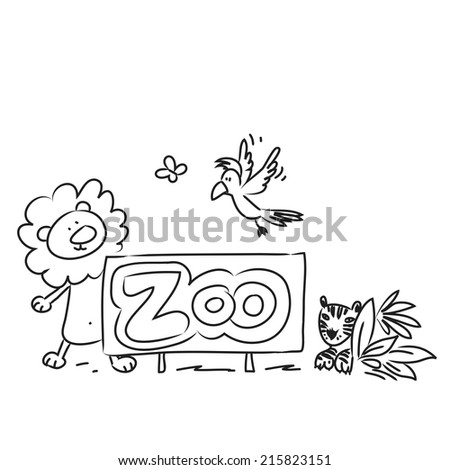 Lion Family Wild Animals Savanna Drawing Stock Vector 71881474