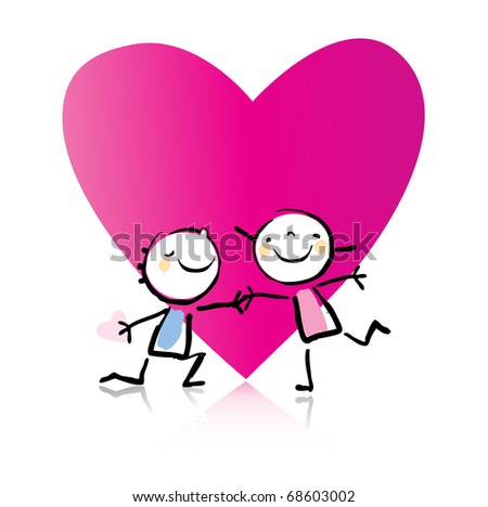 Couple Love Walking Stock Vector 92698198 - Shutterstock