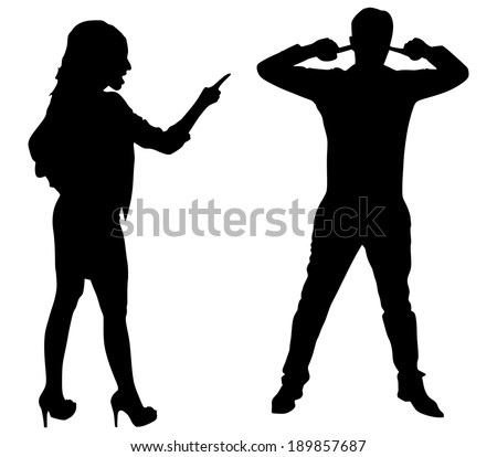 Couple Fight Woman Point Finger Man Stock Vector 189857687 - Shutterstock