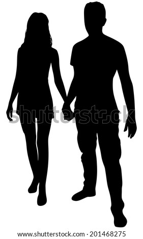 Silhouette Happy Couple Holding Hands Shape Stock Photo 69583654 ...