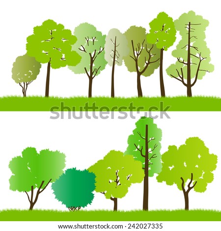 Set Trees Silhouette Vector Stock Vector 547884349 - Shutterstock