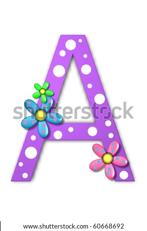 Flower Child Alphabet Set A is polka dotted and decorated with pink and ...