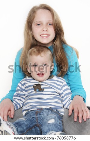 brother and sister over white