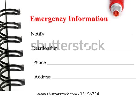free printable emergency contact list