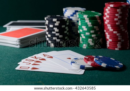 Poker royal flush on the table