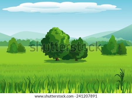 Landscape with trees and mountains